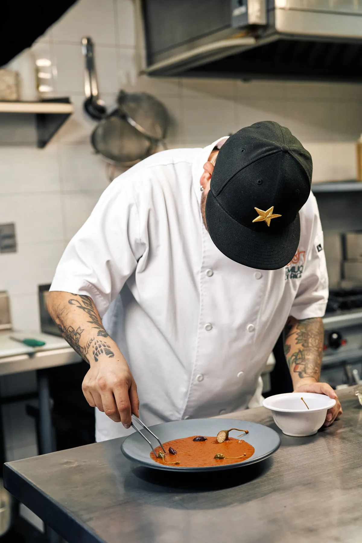 chef plating a dish